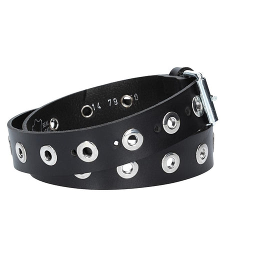 Ledergürtel Kids 25mm in Schwarz mit Ösen und Schließe in Silber - leder-accessoires.com