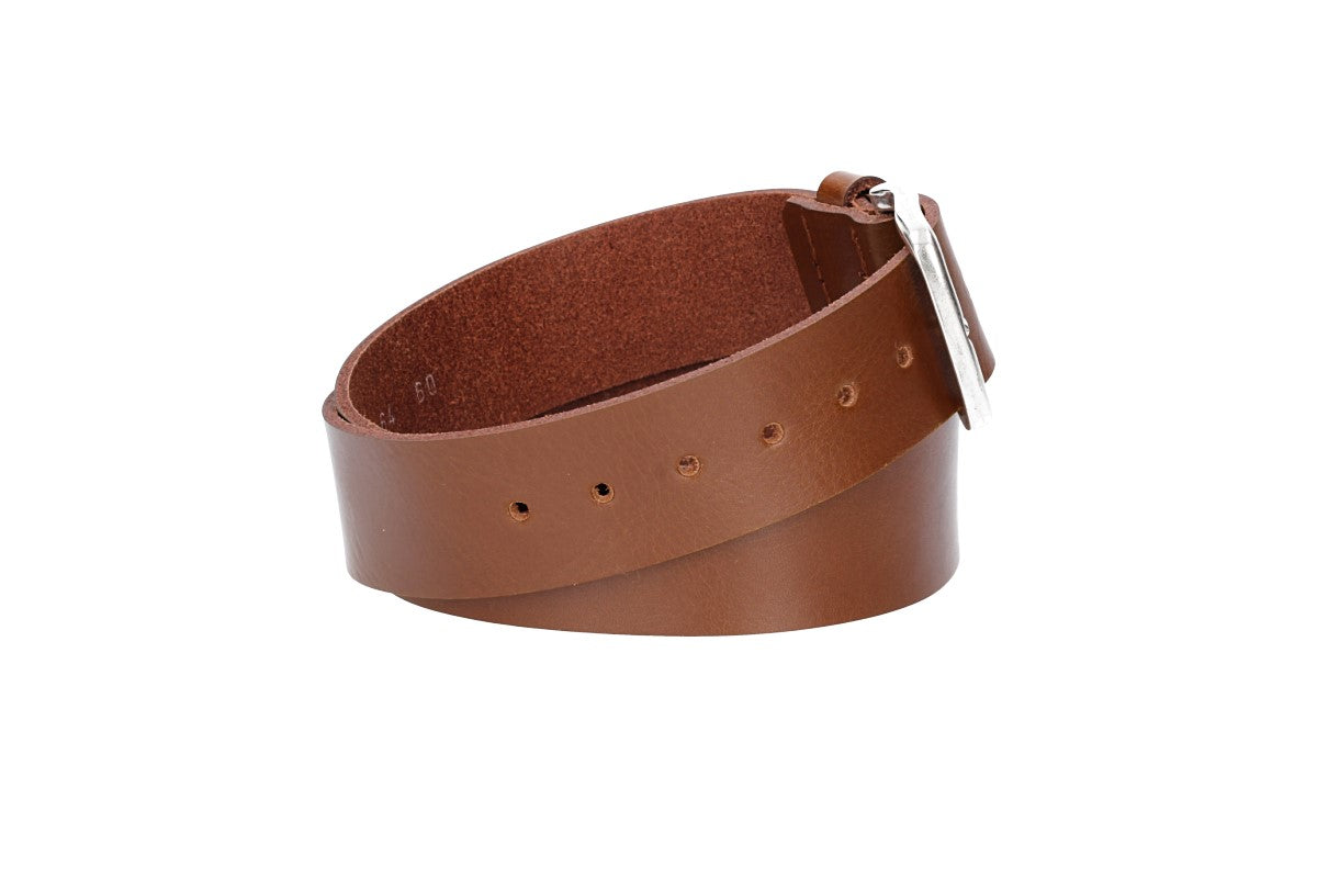 Ledergürtel Kids 30mm in Cognac mit Dornschließe in Silber - leder-accessoires.com