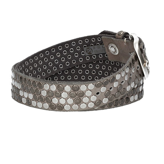 Nietengürtel 35mm in Grau|Taupe und Dornschließe Silber - leder-accessoires.com