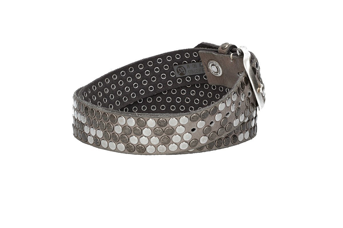 Nietengürtel 35mm in Grau|Taupe und Dornschließe Silber - leder-accessoires.com