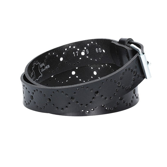 Ledergürtel Kids 25mm in Schwarz mit Lochmuster und Schließe Silber - leder-accessoires.com