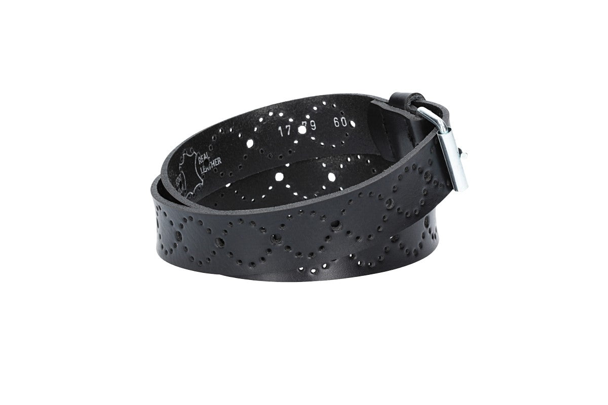 Ledergürtel Kids 25mm in Schwarz mit Lochmuster und Schließe Silber - leder-accessoires.com