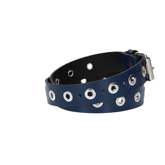 Ledergürtel Kids 25mm in Blau mit Ösen und Schließe in Silber - leder-accessoires.com