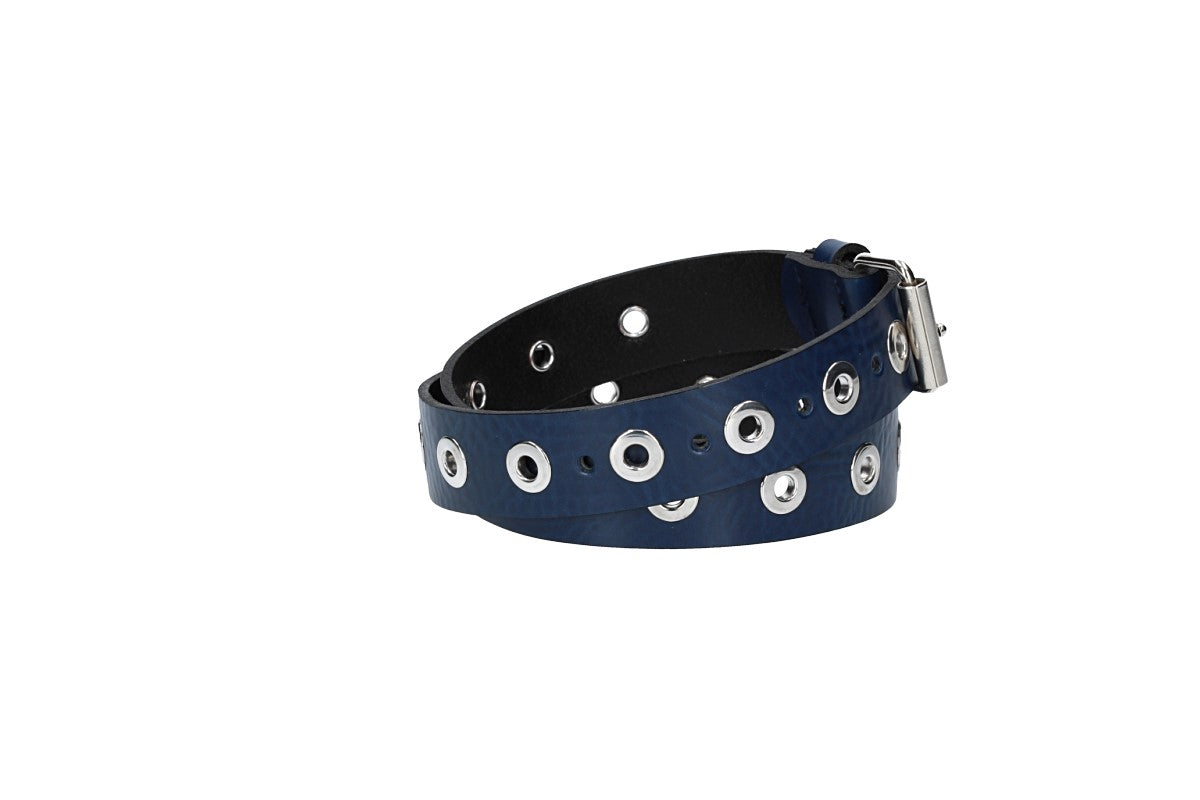 Ledergürtel Kids 25mm in Blau mit Ösen und Schließe in Silber - leder-accessoires.com