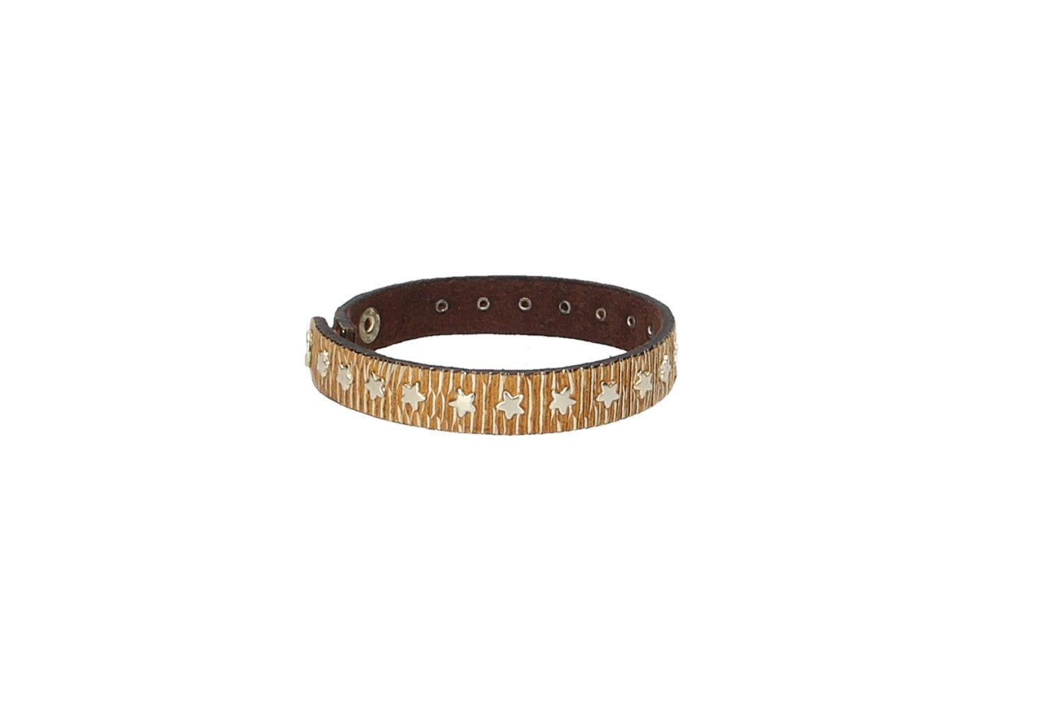 Armband mit Sternen in Gold aus Leder - leder-accessoires.com