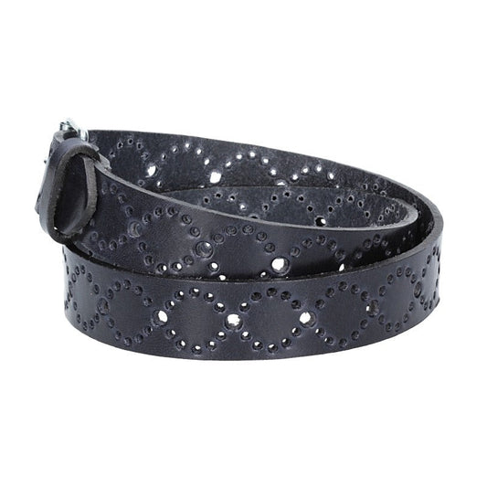Ledergürtel Kids 25mm in Dunkelblau mit Lochmuster und Rollschließe in Silber - leder-accessoires.com