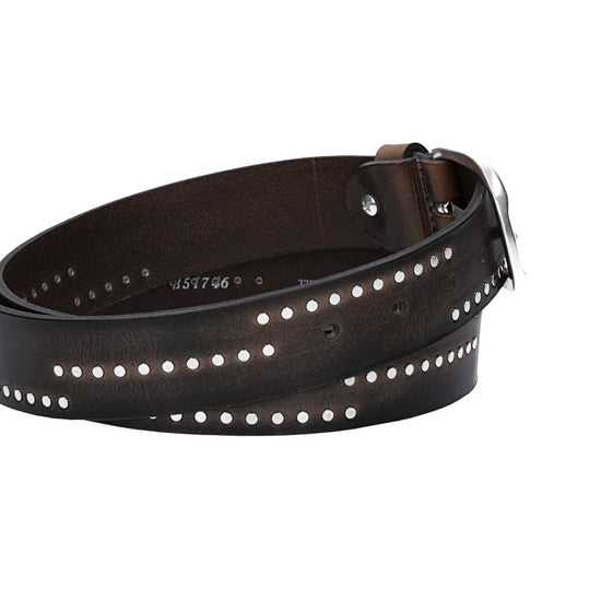 Nietengürtel 35mm in Smoke|Grau mit Airbrushkante und Dornschließe Silber - leder-accessoires.com