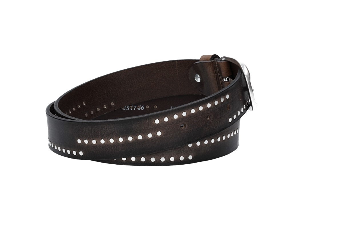 Nietengürtel 35mm in Smoke|Grau mit Airbrushkante und Dornschließe Silber - leder-accessoires.com