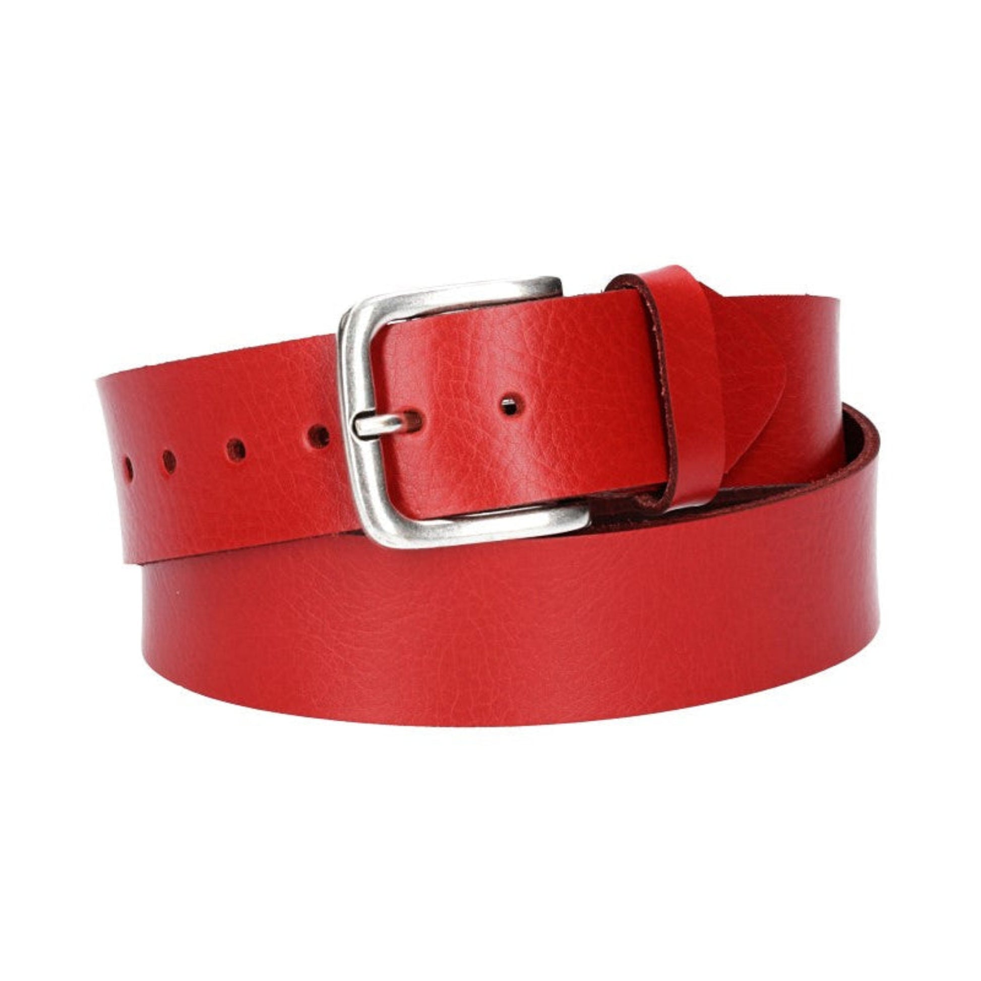 Ledergürtel Kids 30mm in Rot mit Dornschließe in Silber - leder-accessoires.com