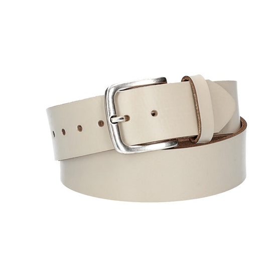 Ledergürtel Kids 30mm in Beige mit Dornschließe in Silber - leder-accessoires.com
