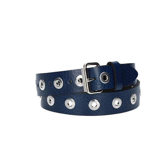 Ledergürtel Kids 25mm in Blau mit Ösen und Schließe in Silber - leder-accessoires.com
