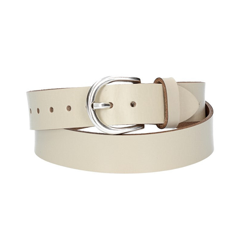 Ledergürtel Kids 25mm in Beige mit Schließe in Silber - leder-accessoires.com