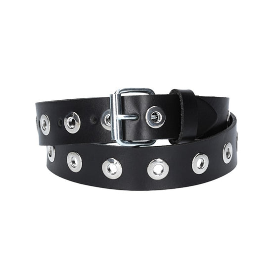 Ledergürtel Kids 25mm in Schwarz mit Ösen und Schließe in Silber - leder-accessoires.com