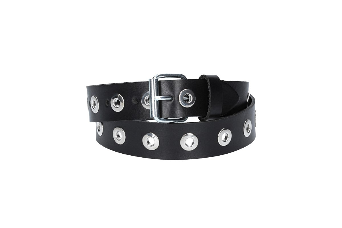 Ledergürtel Kids 25mm in Schwarz mit Ösen und Schließe in Silber - leder-accessoires.com
