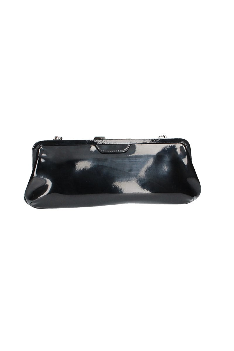 Clutch mit Clipverschluss in Schwarz|Lack aus Leder - leder-accessoires.com