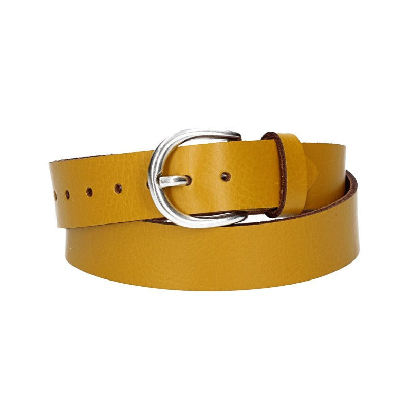 Ledergürtel Kids 25mm in Gelb mit Schließe in Silber - leder-accessoires.com