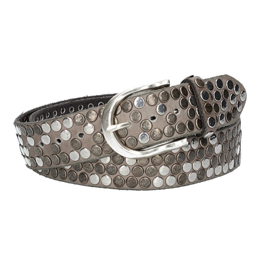 Nietengürtel 35mm in Grau|Taupe und Dornschließe Silber - leder-accessoires.com