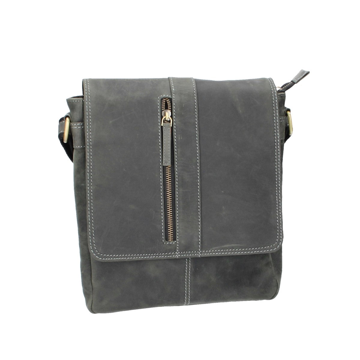 Umhängetasche mit Überschlag aus Leder in Schwarz - leder-accessoires.com