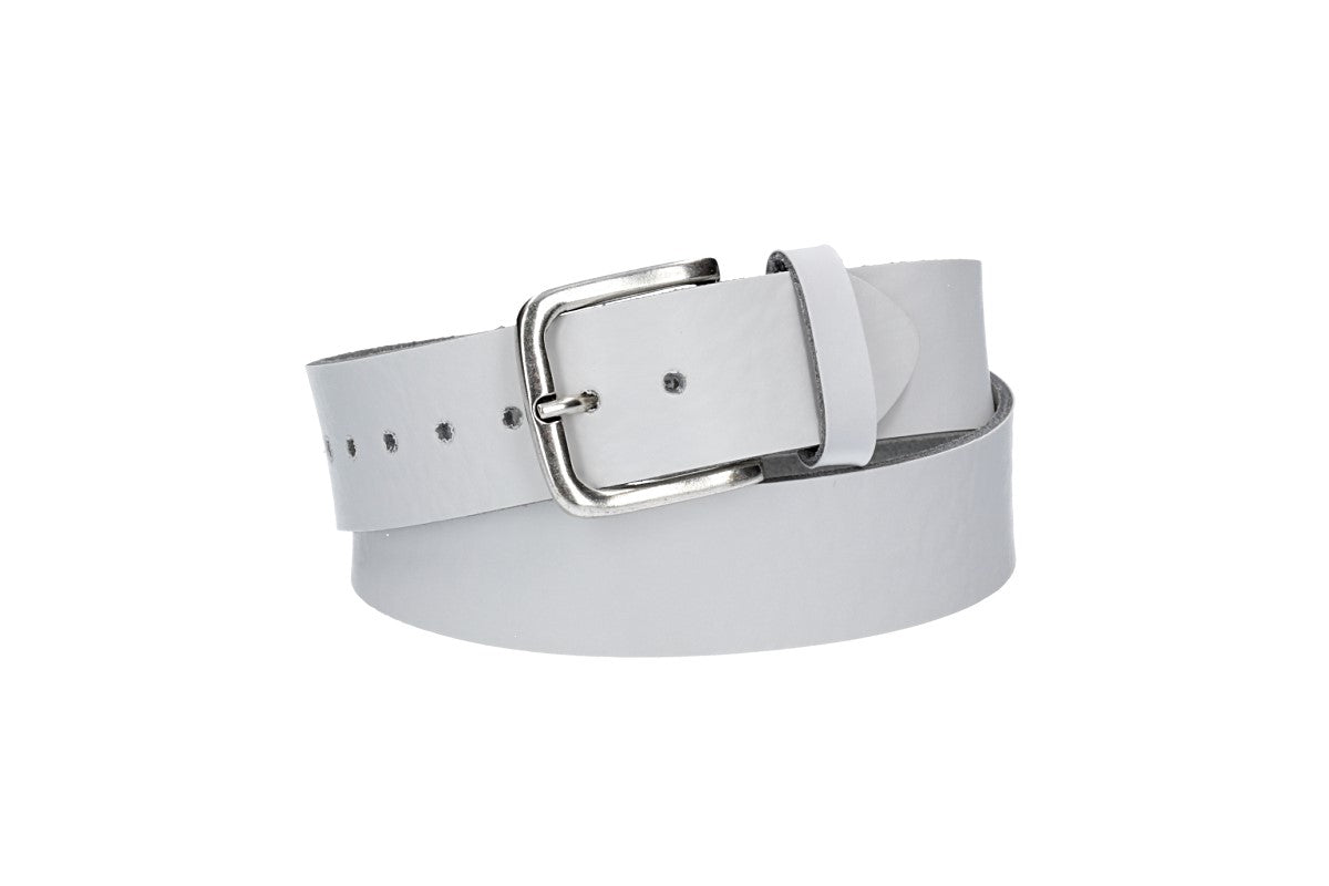 Ledergürtel Kids 30mm in Weiß mit Dornschließe in Silber - leder-accessoires.com