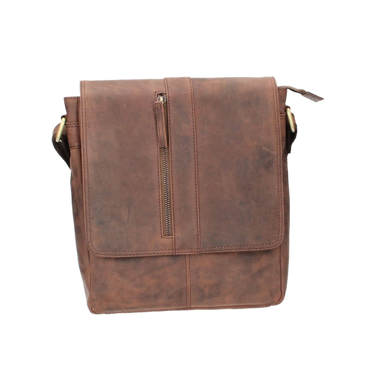 Umhängetasche mit Überschlag aus Leder in Braun - leder-accessoires.com