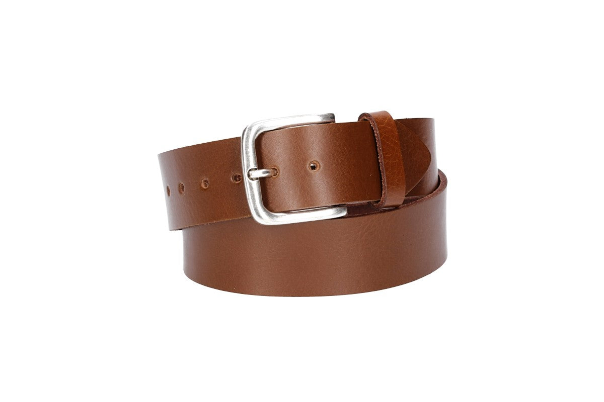 Ledergürtel Kids 30mm in Cognac mit Dornschließe in Silber - leder-accessoires.com