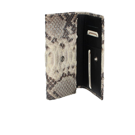 Langbörse mit Überschlag in Weiss|Beige aus echtem Schlangenleder - leder-accessoires.com