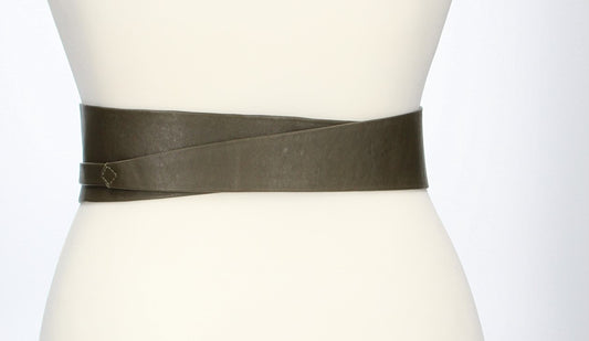 Taillen-| Bandgürtel 70mm Grün|Oliv zum binden - leder-accessoires.com