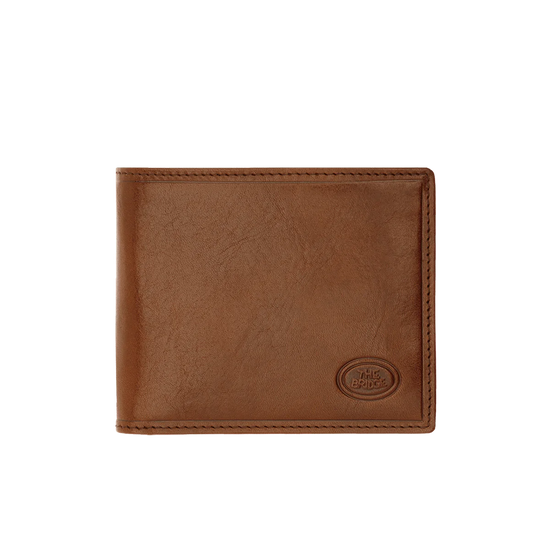 Geldbörse Querformat 11 x 9,5cm in Cognac mit extra Kartenklappe von The Bridge - leder-accessoires.com