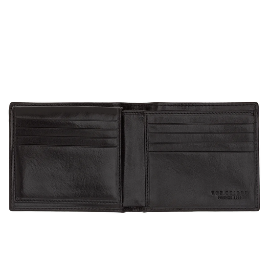 Geldbörse Querformat 11 x 9,5cm in Schwarz mit extra Kartenklappe von The Bridge - leder-accessoires.com