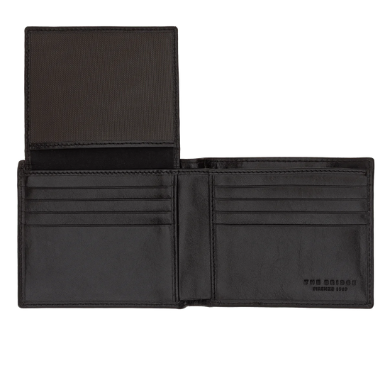 Geldbörse Querformat 11 x 9,5cm in Schwarz mit extra Kartenklappe von The Bridge - leder-accessoires.com