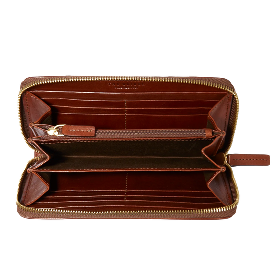 Lederbörse 19x11m in Cognac mit Reißverschluss von The Bridge - leder-accessoires.com