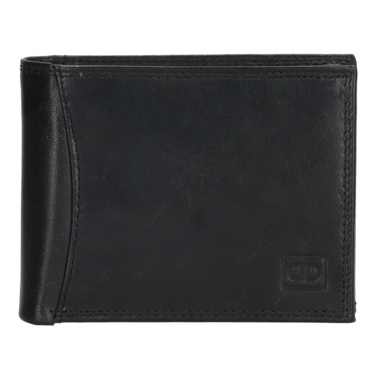 Elegante Herrenbörse 12x9,5cm aus Vollrindleder mit RFID-Schutz – Schwarz