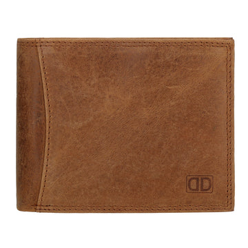 Herrenbörse 12x9,5cm aus Vollrindleder mit Riegel & RFID-Schutz – Braun