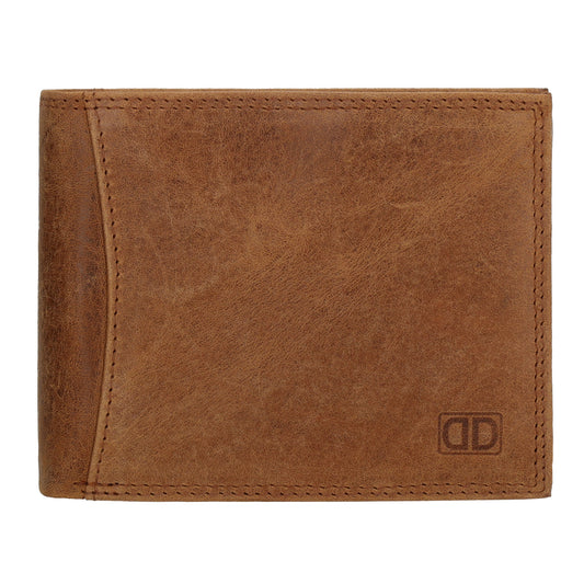 Herrenbörse 12x9,5cm aus Vollrindleder mit Riegel & RFID-Schutz – Braun