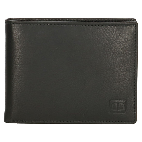 Geldbörse Querformat 12 x 9,5cm in Schwarz mit extra Kartenklappe - leder-accessoires.com