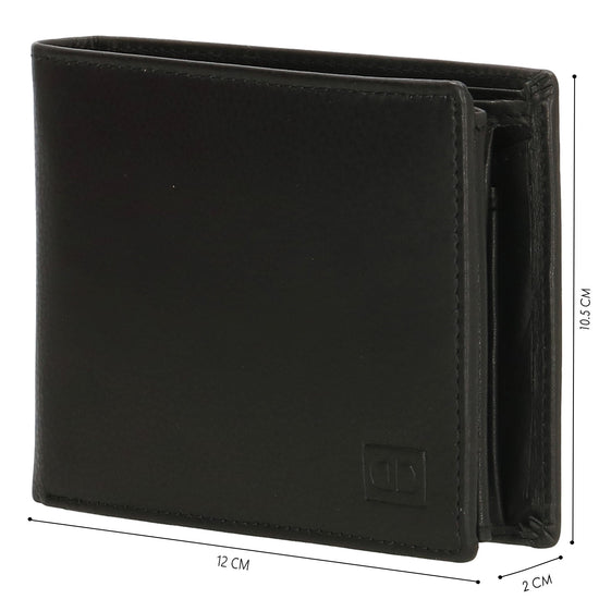 Geldbörse Querformat 12 x 9,5cm in Schwarz mit extra Kartenklappe - leder-accessoires.com