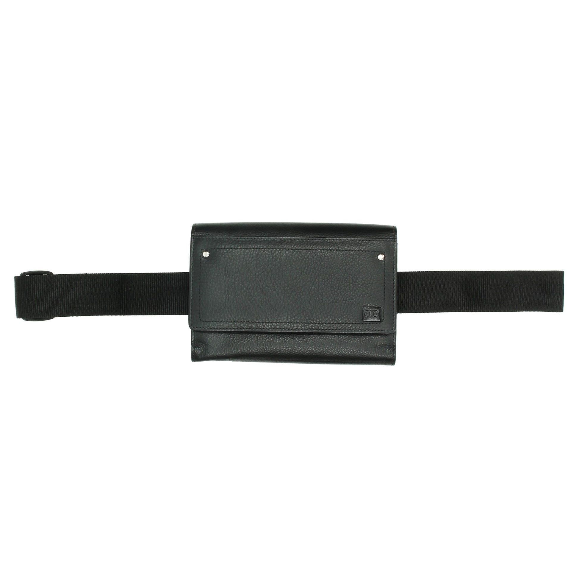 Kellnerbörse 18,5 x 12cm in Schwarz aus Leder mit Hüftriemen - leder-accessoires.com