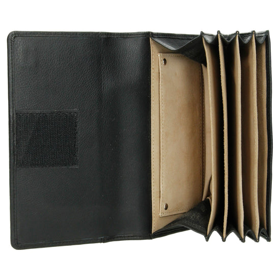 Kellnerbörse 18,5 x 12cm in Schwarz aus Leder mit Hüftriemen - leder-accessoires.com