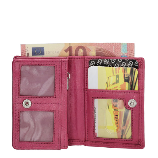 Minibörse im Querformat in Pink aus Leder - leder-accessoires.com