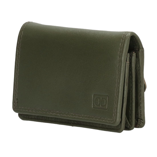 Minibörse im Querformat in Oliv aus Leder - leder-accessoires.com