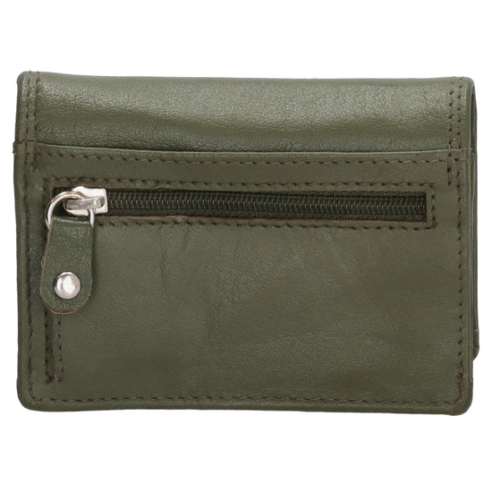 Minibörse im Querformat in Oliv aus Leder - leder-accessoires.com