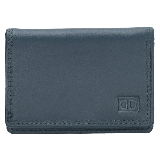 Minibörse im Querformat in Jeansblau aus Leder - leder-accessoires.com