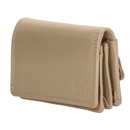 Minibörse im Querformat in Taupe aus Leder - leder-accessoires.com