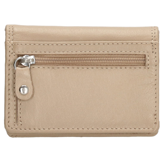 Minibörse im Querformat in Taupe aus Leder - leder-accessoires.com