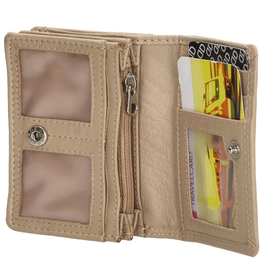 Minibörse im Querformat in Taupe aus Leder - leder-accessoires.com