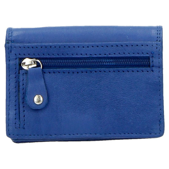 Minibörse im Querformat in Royalblau aus Leder - leder-accessoires.com