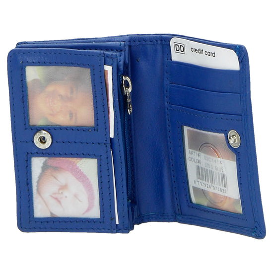 Minibörse im Querformat in Royalblau aus Leder - leder-accessoires.com