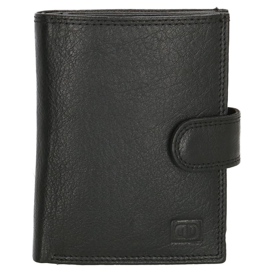 Lederbörse 9,5x12cm mit Riegel in Schwarz und RFID-Schutz - leder-accessoires.com