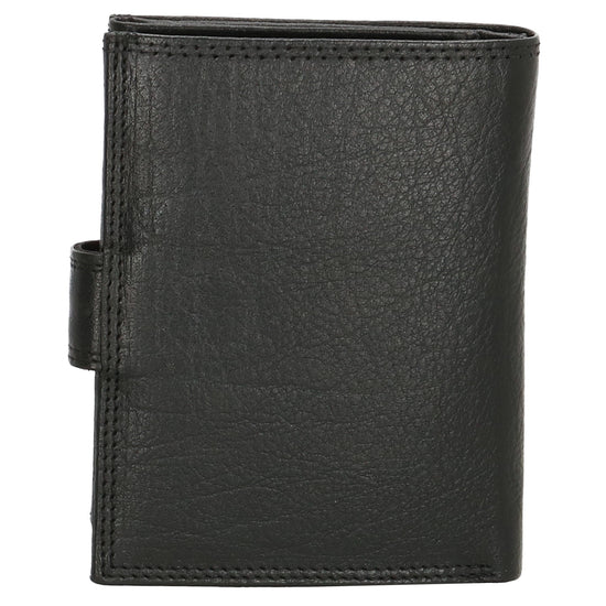 Lederbörse 9,5x12cm mit Riegel in Schwarz und RFID-Schutz - leder-accessoires.com