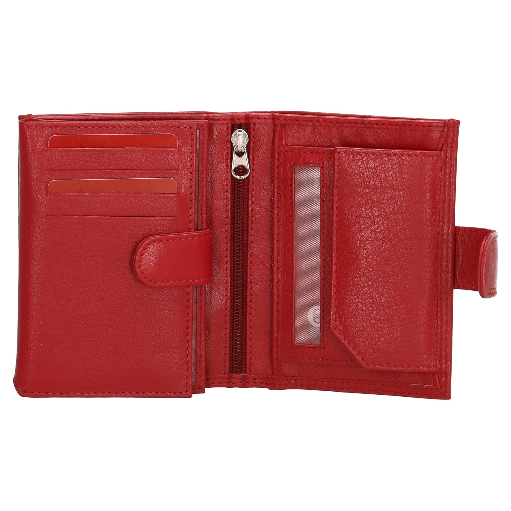 Lederbörse 9,5x12cm mit Riegel in Rot und RFID-Schutz - leder-accessoires.com